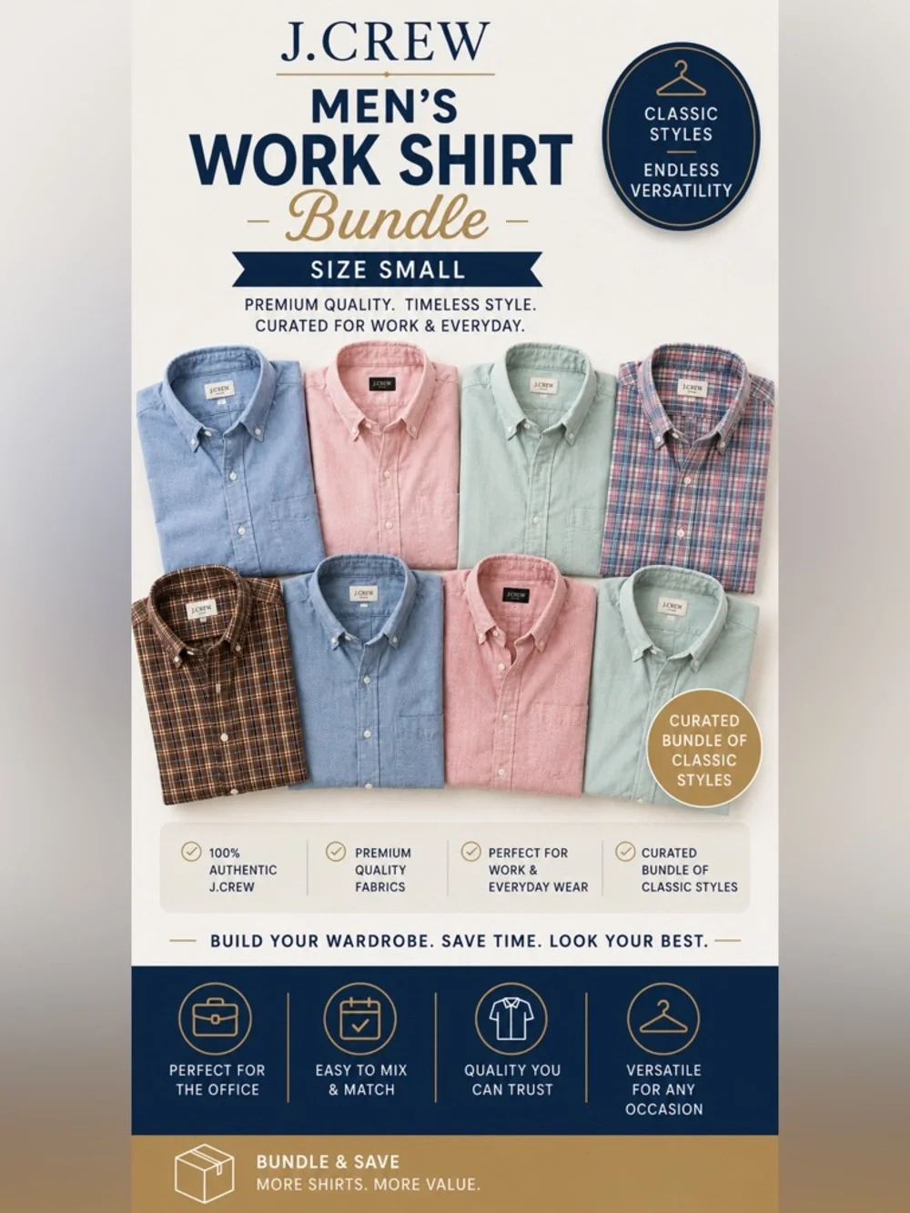 J. Crew Men’s Work Shirt Bundle - Size Small